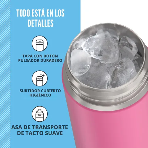 Vista 4 de THERMOS FUNTAINER Botella de acero inoxidable con aislamiento al vacío de 16 onzas con tapa ancha de canalón, Rosa Neón