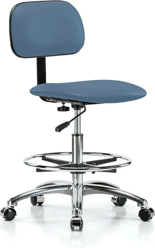 Vista 40 de Perch - Silla de laboratorio cromada con respaldo ajustable, altura del escritorio de 17 a 22 pulgadas, tela negra
