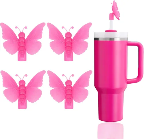Vista 8 de 8 fundas de popote compatibles con vasos Stanley de 30 y 40 onzas, protectores de tapas reutilizables con puntas de silicona para vasos de 0.4