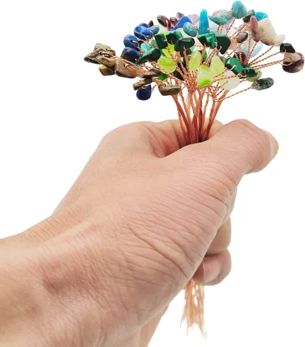 Vista 3 de DIYOMR 11 racimos de coloridos árboles de cristal amorfos y flexibles, alambre de cobre, árbol de piedra, árbol de dinero, árbol de la vida