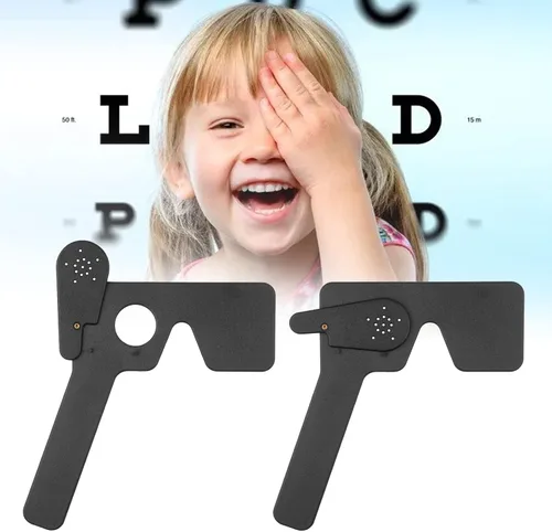 Vista 6 de 2 piezas de oclusor oftálmico de ojos con 14 agujeros para oftalmólogos, ortoptistas y ortoptistas herramientas de examen ocular (negro)
