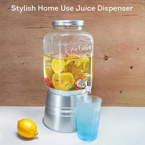 Vista 8 de Lily's Home Dispensador de bebidas de vidrio con soporte, capacidad de 1 galón, grifo fácil de usar, dispensador de bebidas para fiestas/barbacoas