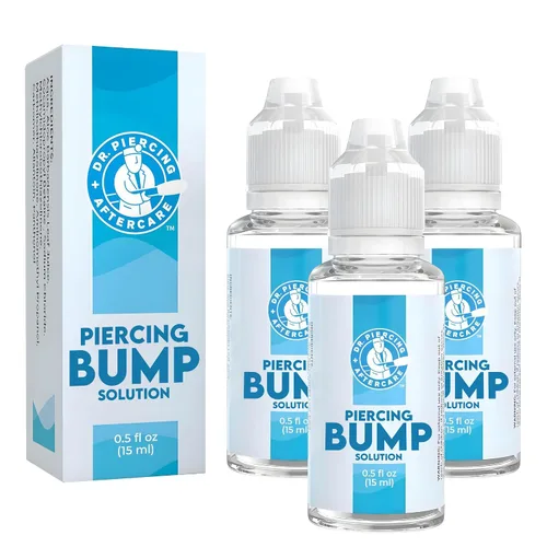 Vista 10 de Dr. Piercing Aftercare Keloid Bump Solution Drops 15mL - Fórmula salina suave con provitamina B5 para el cuidado de los golpes - Limpiador