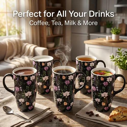 Vista 8 de Topadorn Taza de viaje de cerámica reutilizable de 17 onzas con tapa y asa, taza de café de cerámica con caja de color para los amantes del café