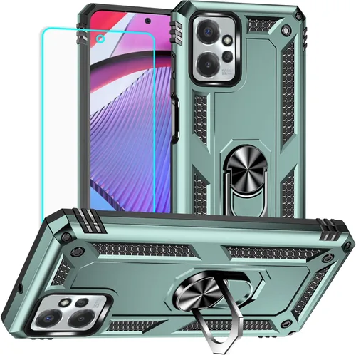 Vista 12 de Funda para Moto G Power 5G 2023 con protector de pantalla HD, funda protectora de grado militar con anillo (negro)