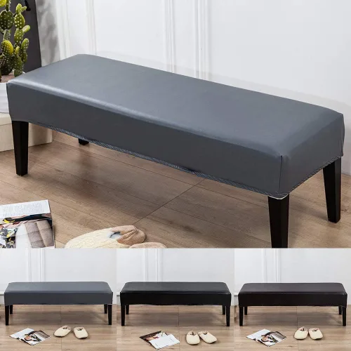 Vista 2 de Balana Fundas elásticas de piel sintética para banco de comedor, suaves, impermeables, a prueba de aceite, fundas extraíbles