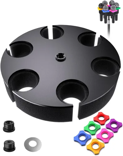 Vista 8 de Soporte para múltiples micrófonos de hasta 6 micrófonos (acolchado de aluminio/goma) para micrófonos dinámicos, con cable e inalámbricos