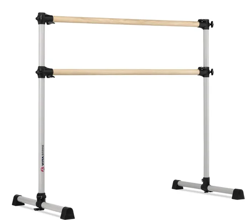 Vista 13 de Barra de ballet portátil independiente doble Vita Barre, Prodigy, de madera Altura ajustable, hecha en EE. UU., equipo de ejercicio para casa
