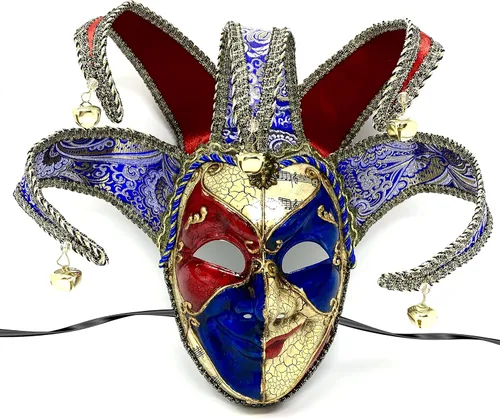 Vista 8 de Máscara veneciana para disfraz de mascarada, máscaras de bufón para baile Holloween Mardi Gras fiesta de cosplay