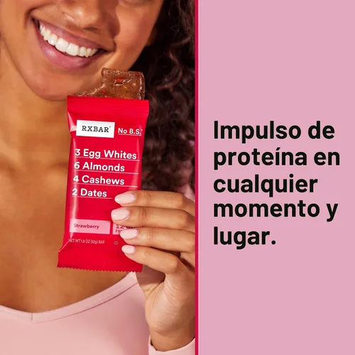 Vista 7 de Barras de proteína RXBAR, 12g de proteína, aperitivos sin gluten, fresa, caja de 22oz (12 barras)