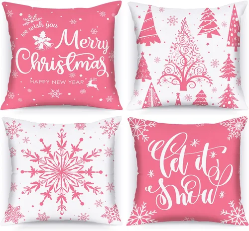 Vista 26 de Lanpn Fundas de Cojín Lumbar Navideñas de 12x20, 4 piezas, Blanco y Negro Feliz Navidad Xmas Invierno Copo de Nieve Fundas de Almohada de Cojín