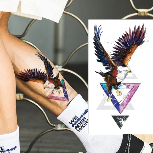 Vista 4 de glaryyears 8 hojas de tatuajes temporales de animales de águilas blancas en acuarela, brazo pecho pierna tatuaje para hombres y mujeres, arte
