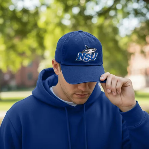 Vista 5 de Desert Cactus Nova Southeastern University Baseball Hat NSU Sharks Brimmed Embroidered Cap Adjustable Cloth Strap Adult