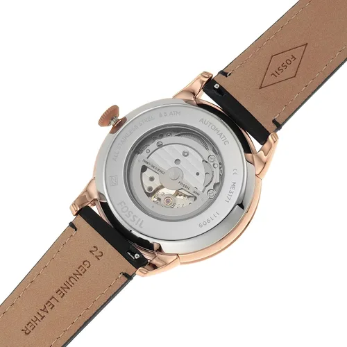 Vista 8 de Fossil Men's Townsman Automatic Stainless Steel and Leather Two-Hand Skeleton Watch