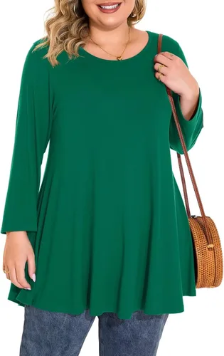 Vista 10 de BELAROI Blusas tipo túnica de manga 3/4 para mujer, talla grande, cómoda para usar con leggings, estilo casual 5-Winered