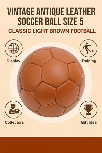 Vista 2 de Balón de fútbol Tamaño 5 Cuero antiguo Vintage Marrón Claro Pelota