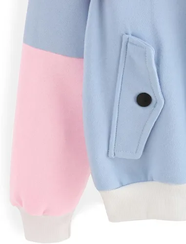 Vista 3 de SweatyRocks Sudadera con capucha de forro polar de manga larga con bolsillos para mujer