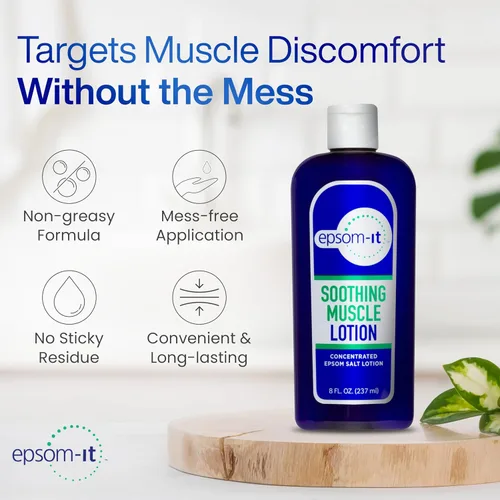 Vista 4 de Epsom-It Loción calmante muscular de magnesio – Crema tópica de sal de Epsom con árnica y sulfato de magnesio – Diseñada para rigidez muscular