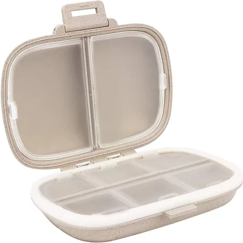 Vista 12 de Holii Pastillero de viaje, 8 compartimentos, pastillero portátil, pastillero diario para guardar vitaminas, pequeño contenedor de píldoras para Azul
