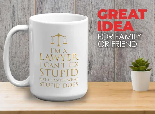 Vista 2 de Bubble Hugs Lawyer - Taza de café de 15 onzas, color blanco – I'm A lawyer I Can't Fix Stupid – Funny Witty Attorney US Court Feminist Law Juez
