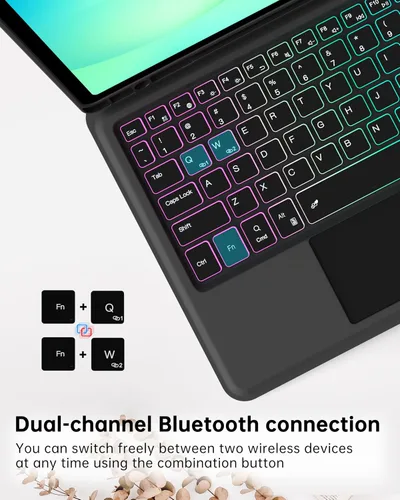 Vista 9 de Funda para teclado Samsung Galaxy Tab A9+ Plus/A11+ Plus de 11 pulgadas: modo DEX de un clic, teclado retroiluminado arcoíris con panel táctil