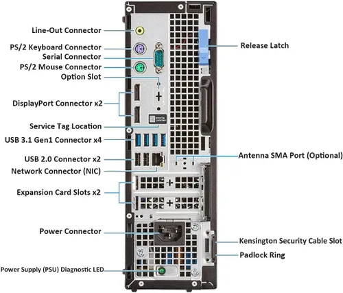 Vista 4 de Dell Computadora de escritorio Optiplex 7060 SFF Intel 8ª generación i7-8700 (6 núcleos) 16GB DDR4 Ram 512GB NVMe M.2 SSD WiFi 6E integrado