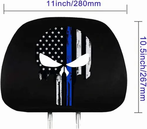 Vista 2 de Juego de 2 fundas para reposacabezas para bandera de calavera estadounidense