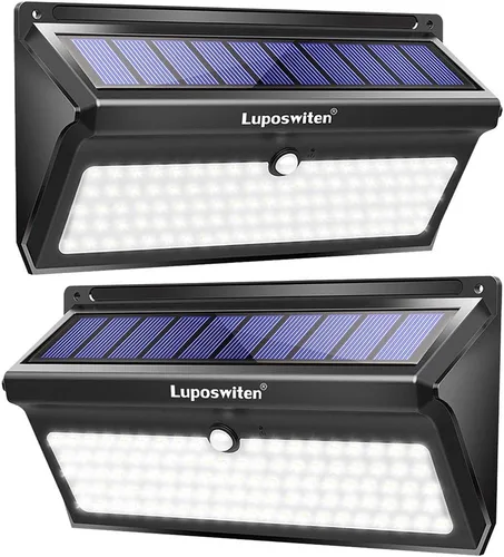 Vista 11 de Luposwiten Luces solares para exteriores, 28 LED, luces solares con sensor de movimiento con ángulo de movimiento de 125°, impermeable, IP65