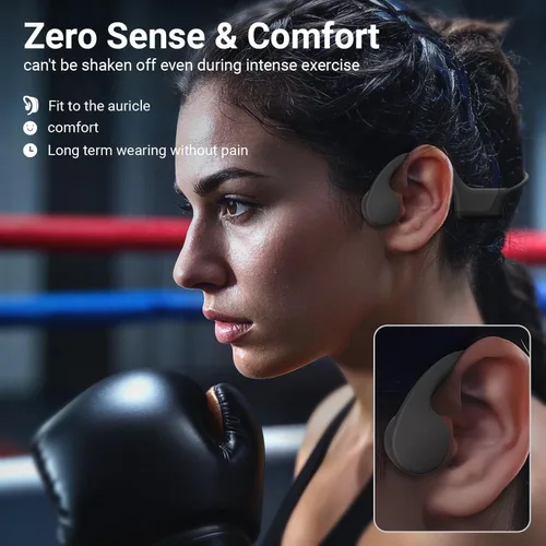 Vista 2 de Auriculares Bluetooth de conducción ósea 2025, diseño de oreja abierta, a prueba de sudor e impermeable, sonido estéreo HD, 10 horas