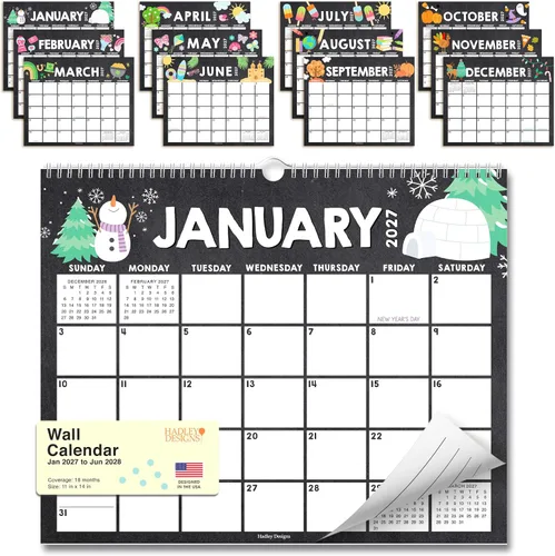 Vista 9 de Calendario de pared 2026 – Calendario de pared grande 2026 para el hogar Tiza colorida 2026-2027