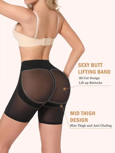 Vista 4 de JOYSHAPER Pantalones cortos moldeadores de cintura alta con control de abdomen y realzador de glúteos sexis sin costuras