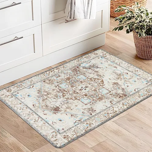 Vista 6 de Cekene Juego de 2 alfombras y tapetes acolchados para cocina, antifatiga, tapetes de cocina para piso, tapetes de cocina estilo bohemio de granja