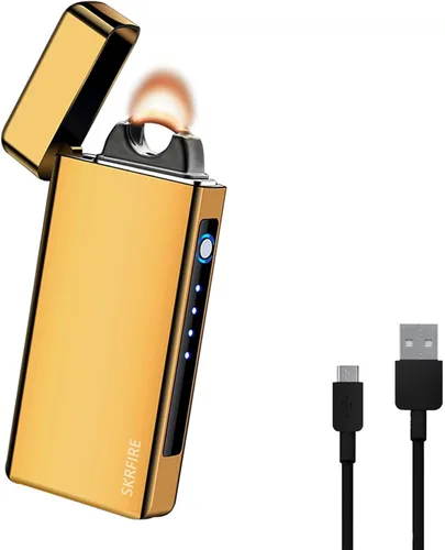 Vista 11 de SKRFIRE Encendedor eléctrico resistente al viento recargable – Diseño de arco de plasma, carga USB, linterna multimodo e indicador de batería