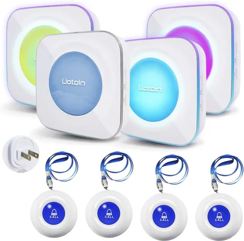 Vista 9 de Buscapersonas para cuidadores con botón de llamada inalámbrico, botón de llamada, botón de emergencia, sistema de luz de llamada