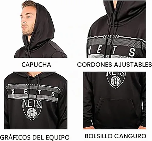 Vista 6 de Ultra Game Sudadera con capucha oficial de la NBA Super Soft Midtown para hombre Negro