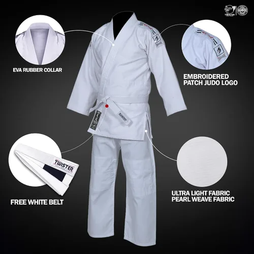 Vista 7 de Judo Gi Black Tiger Judo Uniforms Gi M/O Premium Quality Cotton Grain Cloth 450GRM, con cinturones gratis