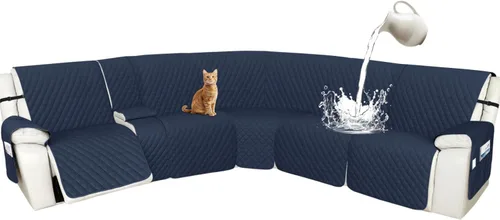 Vista 108 de Arfntevss Fundas de sofá modular reclinable, 100% impermeable, en forma de L, para sillón reclinable en forma de L, funda seccional lavable