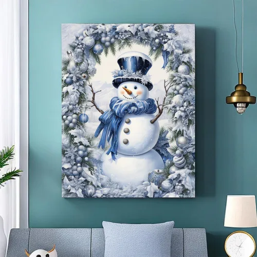 Vista 2 de VONBOR Kit de pintura de diamante de muñeco de nieve para adultos y niños principiantes, arte de diamantes de Navidad para adultos, taladro redondo