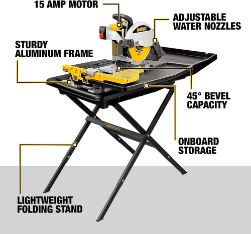 Vista 3 de DEWALT Sierra para baldosas húmedas con soporte, 10 pulgadas, con cable (D24000S)