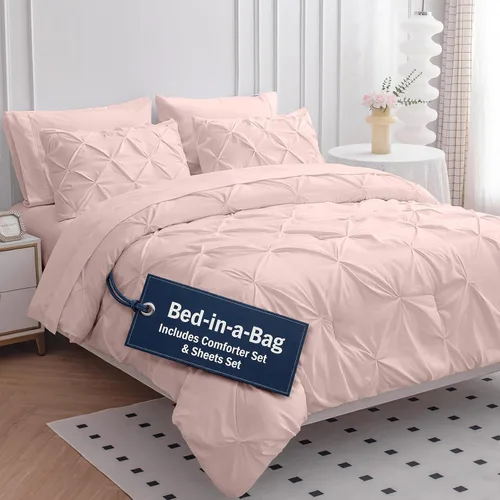 Vista 18 de LANE LINEN Juego de edredón individual de 5 piezas - Ropa de cama con diseño clásico de puntada pintuck - con 1 edredón, 1 funda de almohada, 1