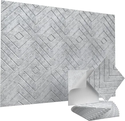 Vista 10 de Vieshful Paneles acústicos autoadhesivos, paneles de pared insonorizados de 12 x 12 x 0.4 pulgadas, absorbentes de sonido de alta densidad, paneles