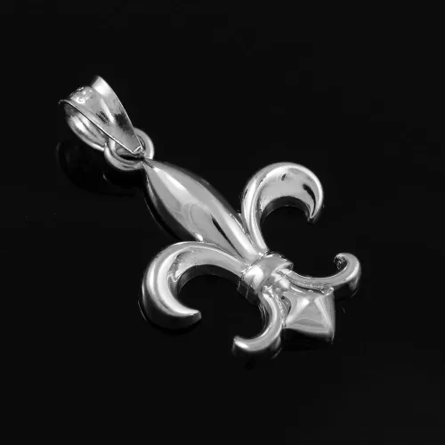 Vista 2 de Collar con colgante de plata de ley de FDJ con diseño de flor de lis