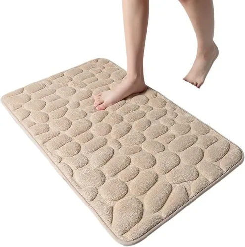 Vista 6 de Alfombra antideslizante de Baño con Relieve De Adoquines, Alfombra Antideslizante De Vellón Coral Para Bañera, Suelo De Ducha, Felpudo, Almohadilla