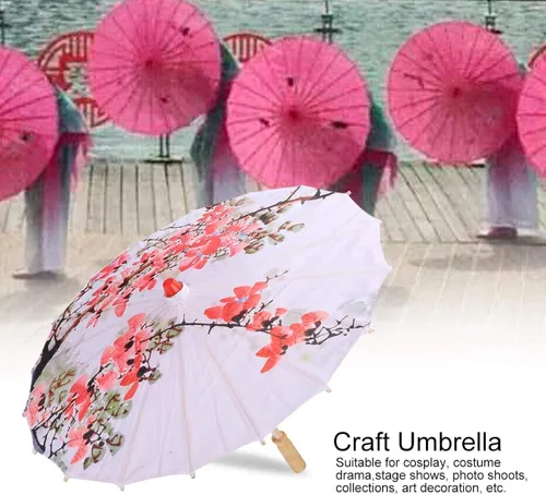 Vista 3 de Agatige Sombrilla de papel engrasado, sombrilla de tela de seda impresa chinojaponés, sombrilla para fotografía, disfraces de cosplay, decoración