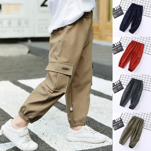 Vista 2 de Pantalones largos para bebés y niños pequeños, ropa para niños, pantalones de cintura elástica, pantalones deportivos casuales a la moda