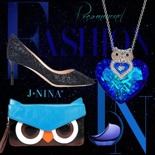 Vista 7 de J.NINA Blue Heart Necklaces for Women, Cute Animal Pendant Necklace for Woman,Butterfly Necklace & Owl Necklace with Crystal from Austria, Birthday
