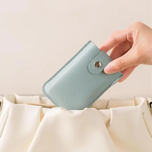 Vista 6 de Organizador de tarjetas extraíble personalizado, bolsa organizadora de cuero con cierre a presión, bolsa a presión para bolso, tarjetero extraíble