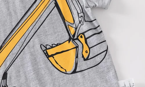 Vista 4 de Camiseta de manga corta para niños pequeños (excavadora, 3T), Gris