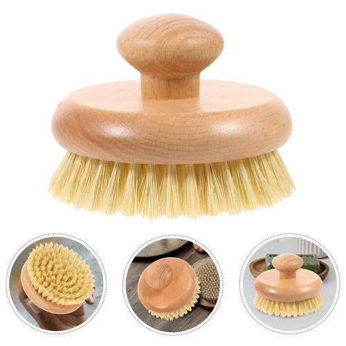 Vista 9 de Cepillo de ducha con mango para la espalda, exfoliante corporal de madera, cepillo de ducha de baño para cepillado húmedo o seco