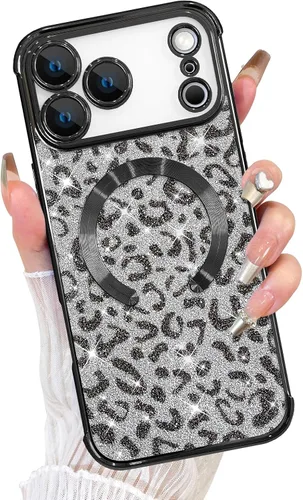 Vista 11 de Fiyart Diseñado para iPhone 16 Pro Max, Funda Compatible con MagSafe, Estampado de Guepardo, Placa de Protección de Cámara, Magnético, Brillante